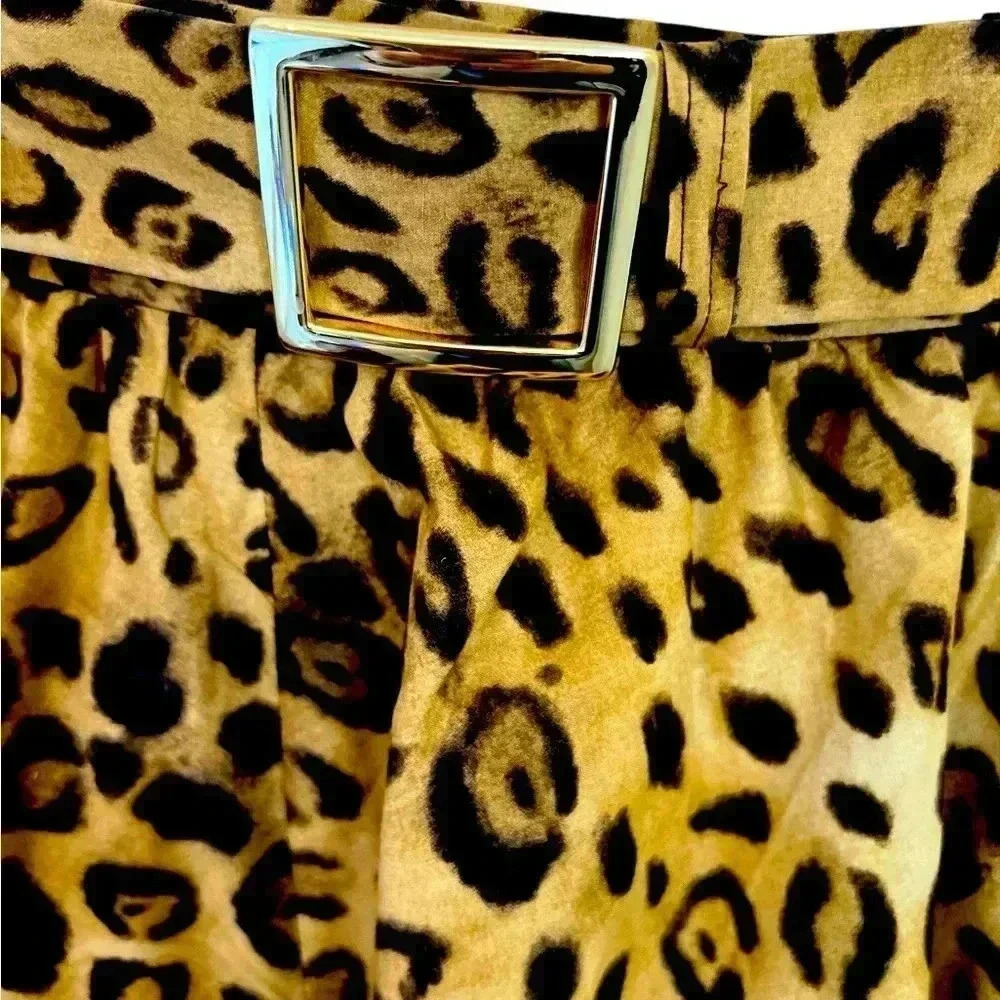 🖤 Jones New York Leopard Print A-Line Midi Skirt Size 10P | Belted Animal Print - Picture 5 of 7